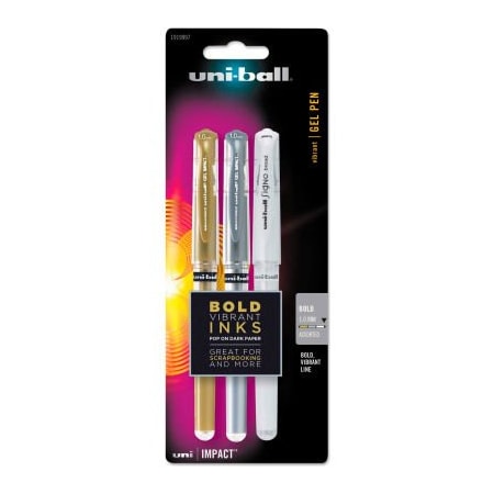 Sanford uni-ball Impact Bold Gel Pen - 1mm - Assorted Metallic Colors - 3 Pack 1919997